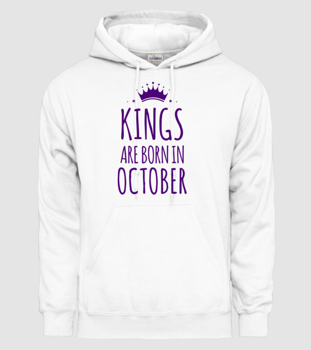 Kings are born in - October model alb pe tricou