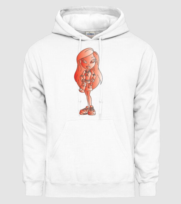 fetiță model alb pe tricou