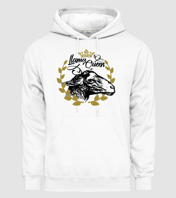 Lama Queen model alb pe tricou
