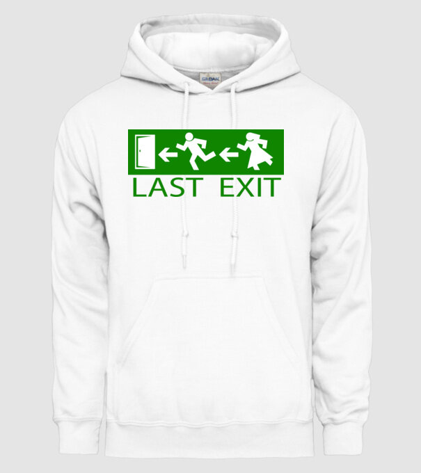 Last Exit model alb pe tricou