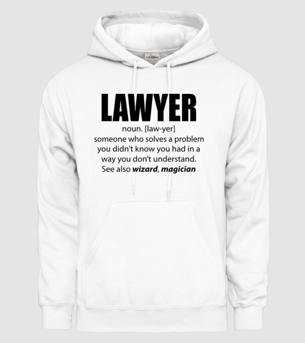 Lawyer - definiție avocat model alb pe tricou