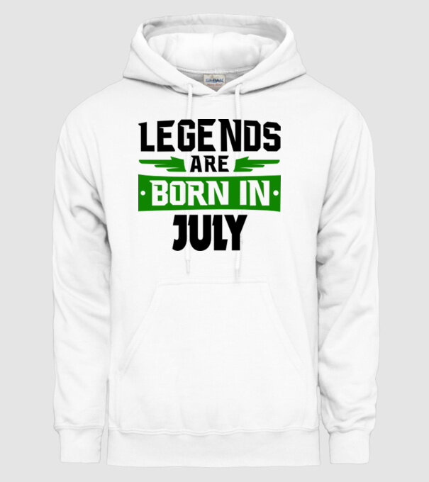 Legends are born in July model alb pe tricou