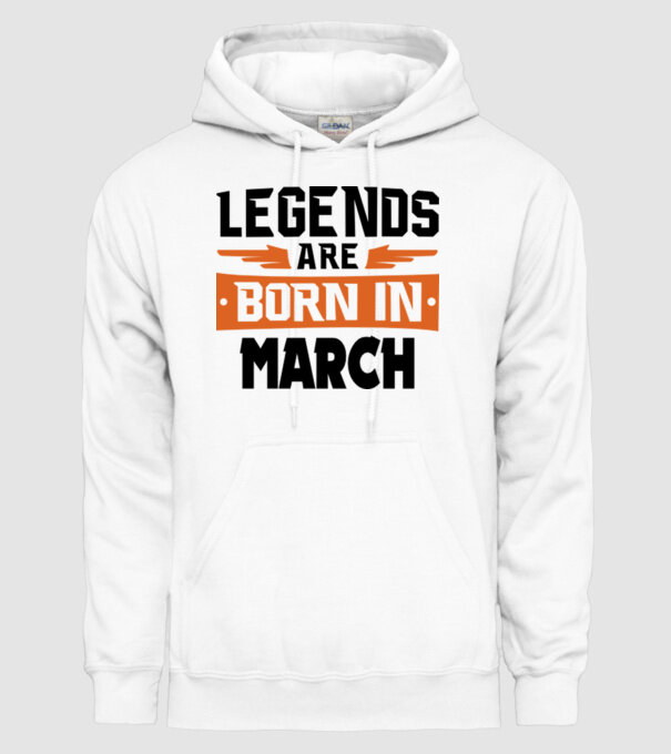 Legends are born in March model alb pe tricou