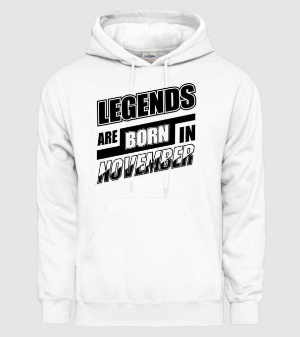 Legends are born in November model alb pe tricou
