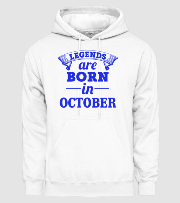 Legends are born in October model alb pe tricou