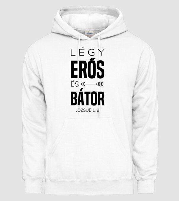 Fii puternic și curajos. Iosua 1:9 model alb pe tricou