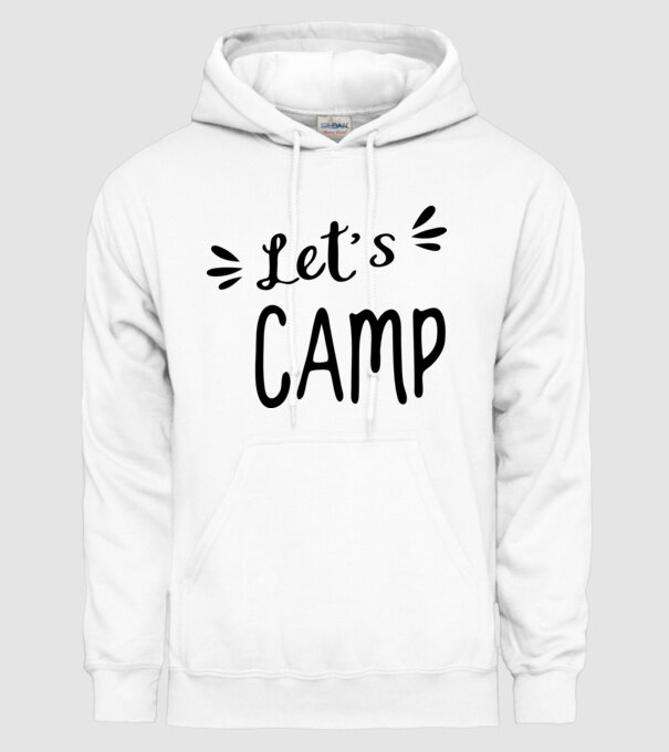 'Let''s camp' model alb pe tricou