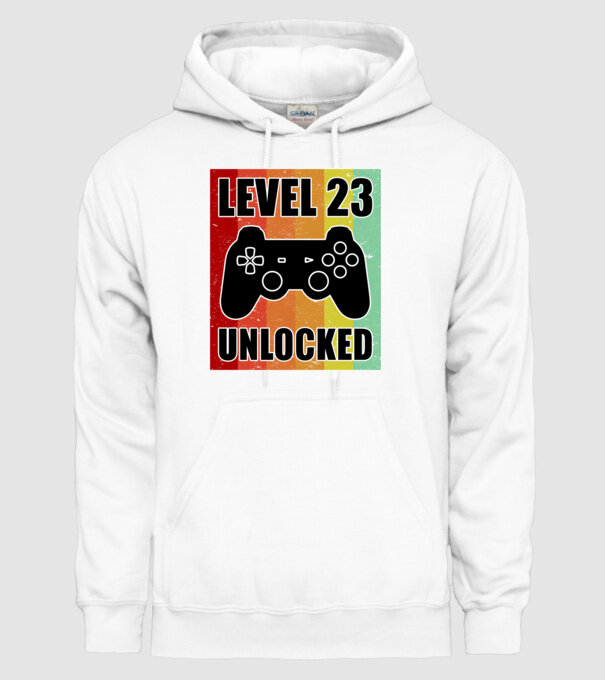 level 23 unlocked retro gamer model alb pe tricou