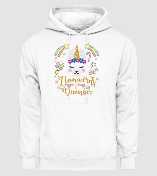 Llamacorns are born in December model alb pe tricou