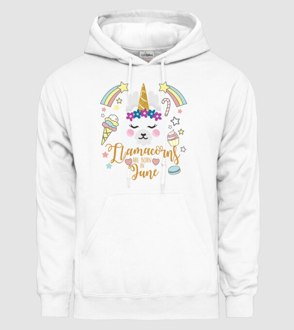 Llamacorns are born in June model alb pe tricou