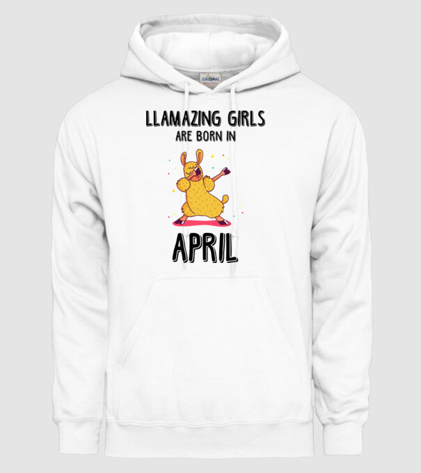 llamazing girls are born in april black model alb pe tricou