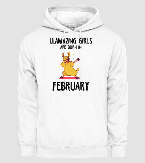 llamazing girls are born in february black model alb pe tricou