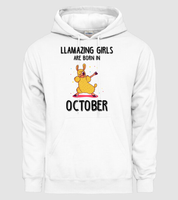 Llamazing girls are born in october black model alb pe tricou