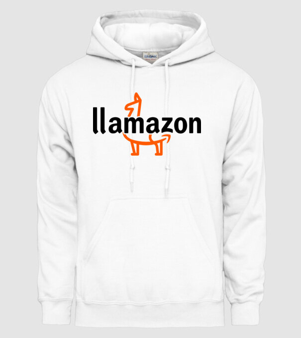 Llamazon model alb pe tricou