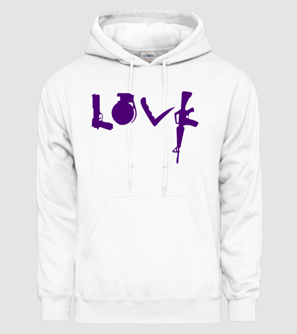 Lovegun model alb pe tricou