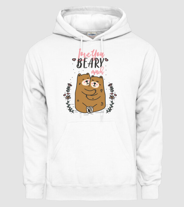 LoveU BEARY much model alb pe tricou