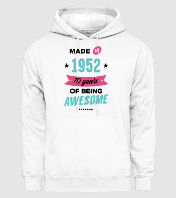 MADE in 1952 model alb pe tricou