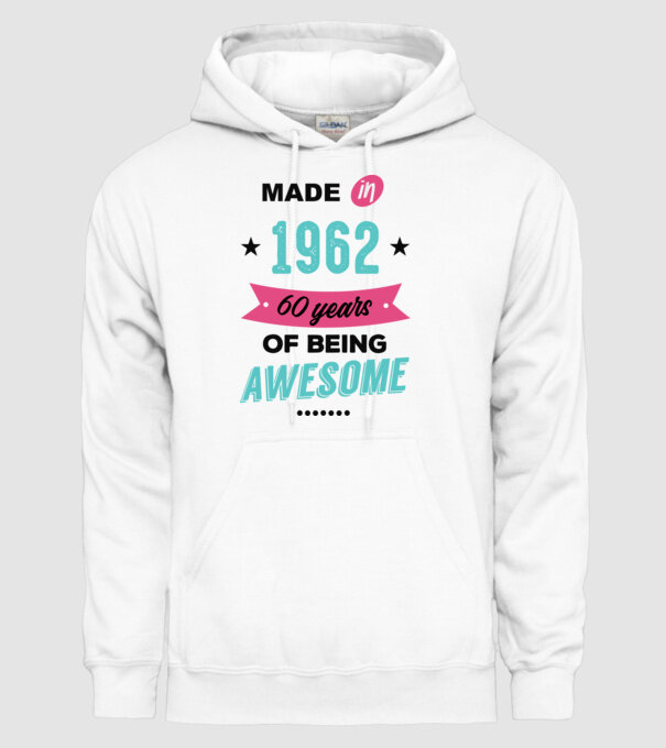 MADE in 1962 model alb pe tricou