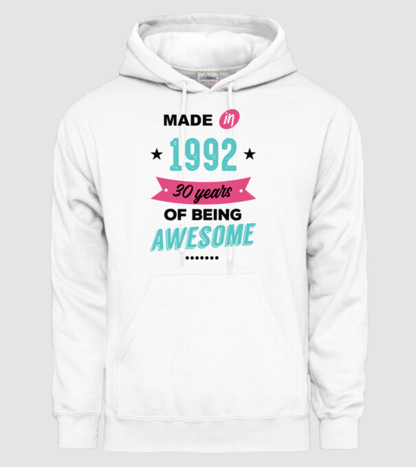MADE in 1992 model alb pe tricou