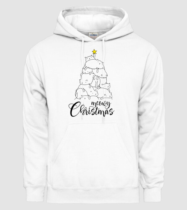 Meowy Christmas model alb pe tricou