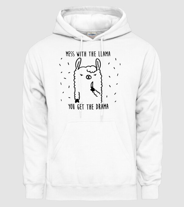 Mess with the lama model alb pe tricou