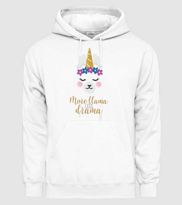 More Llama less drama model alb pe tricou