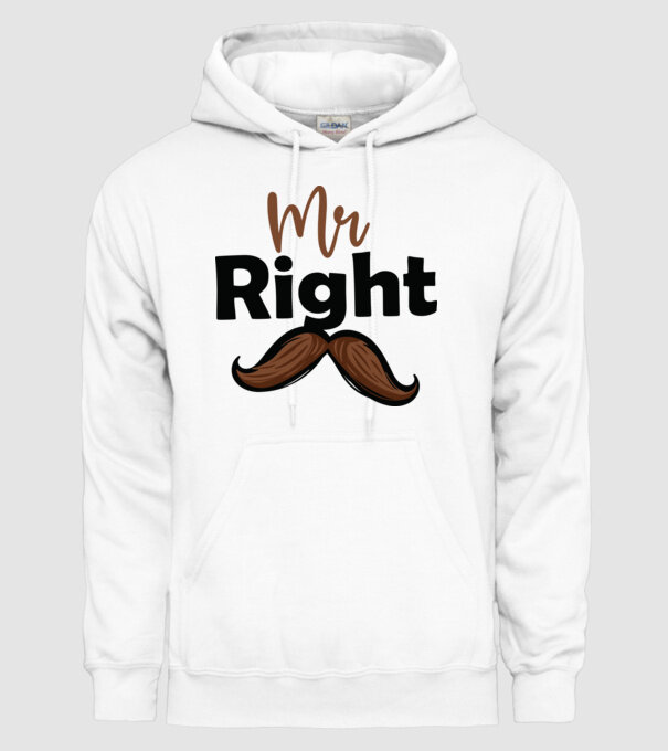 Mr right model alb pe tricou