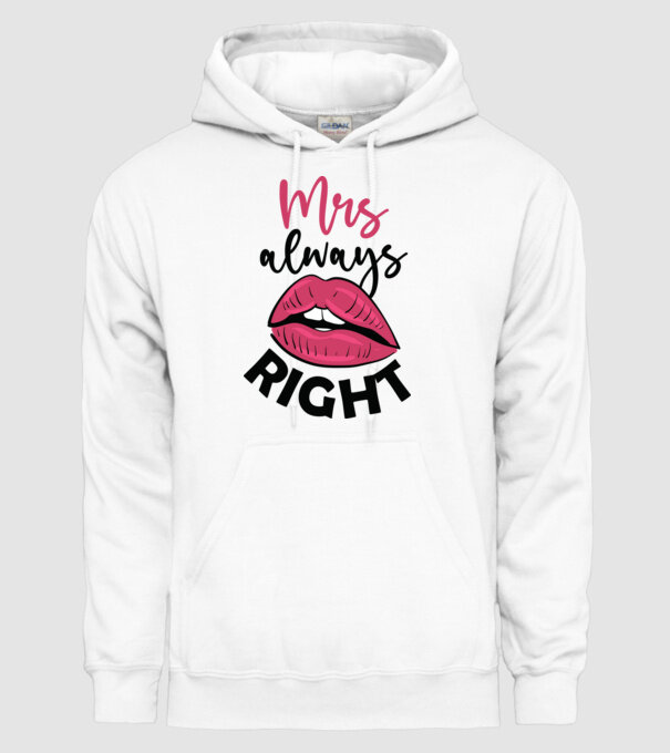 Mrs always right model alb pe tricou