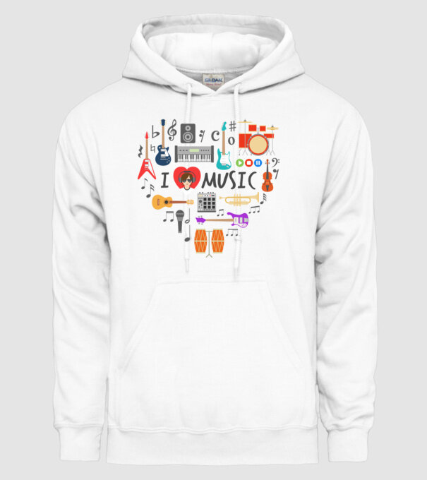 music heart model alb pe tricou