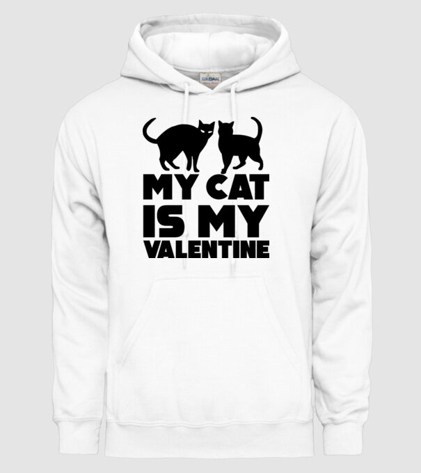 My cat is my valentine black model alb pe tricou