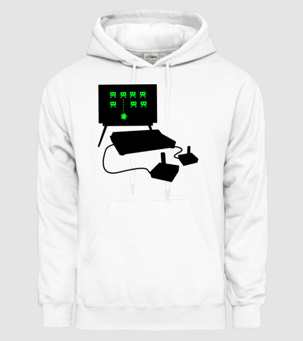 Oldschool Gamer model alb pe tricou