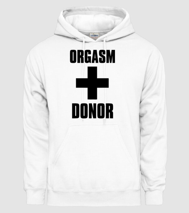 orgasm donor model alb pe tricou