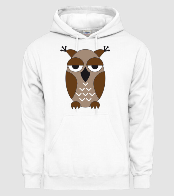 Owl model alb pe tricou