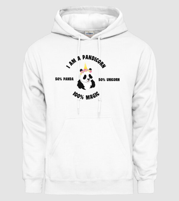 Pandicorn model alb pe tricou