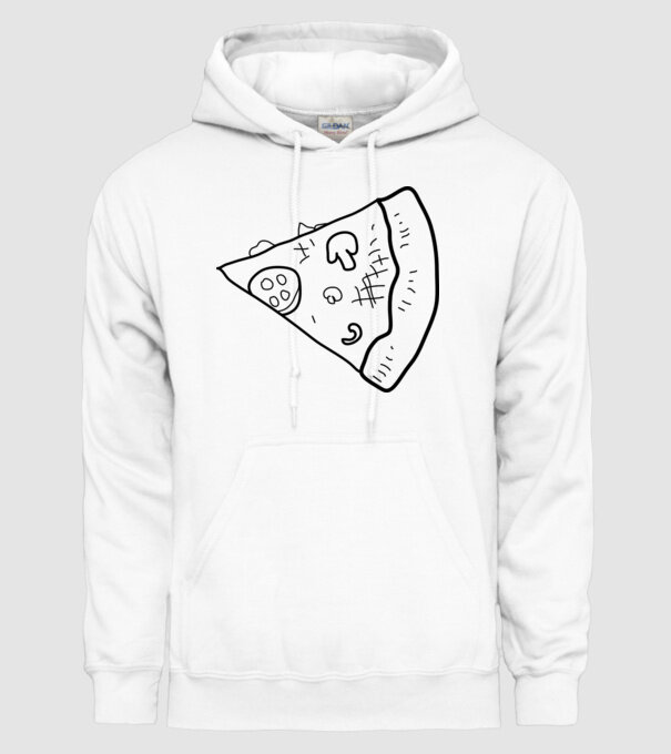 Felie de pizza (parte tricou pereche) model alb pe tricou