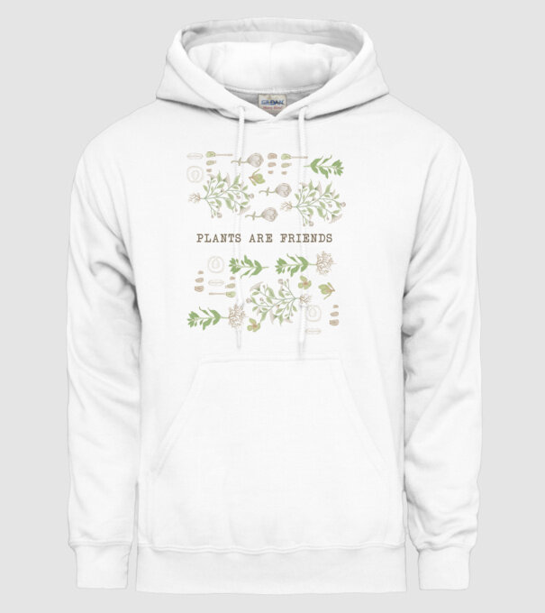 Plants are friends model alb pe tricou