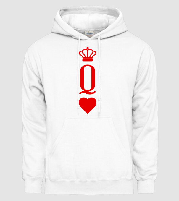 Playin gcards Queen of hearts model alb pe tricou