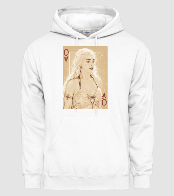 Queen Card model alb pe tricou