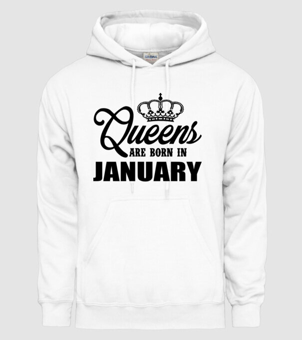 Queens are born in - January model alb pe tricou