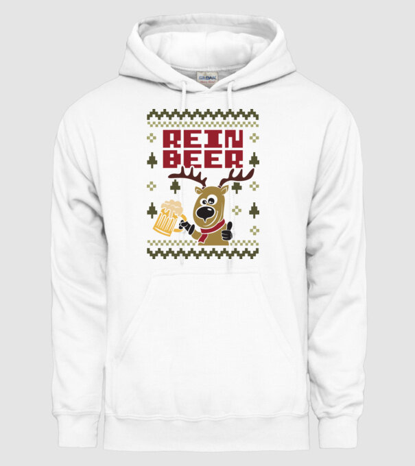 Reinbeer ugly sweater model alb pe tricou