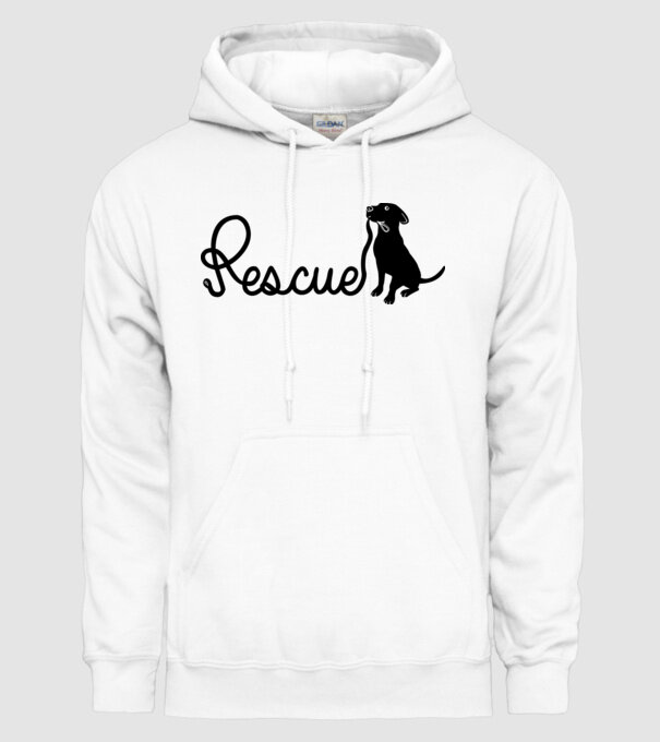 Rescue dog model alb pe tricou