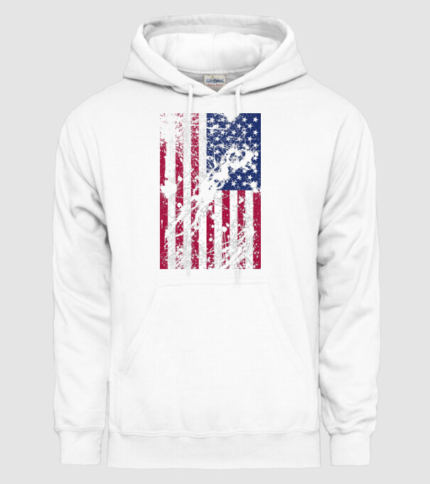 ripped flag U.S. model alb pe tricou