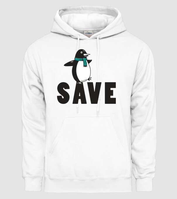 Save penguin model alb pe tricou