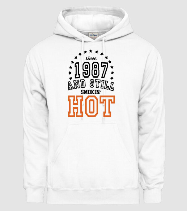 'Since and still smokin'' hot - 1987' model alb pe tricou