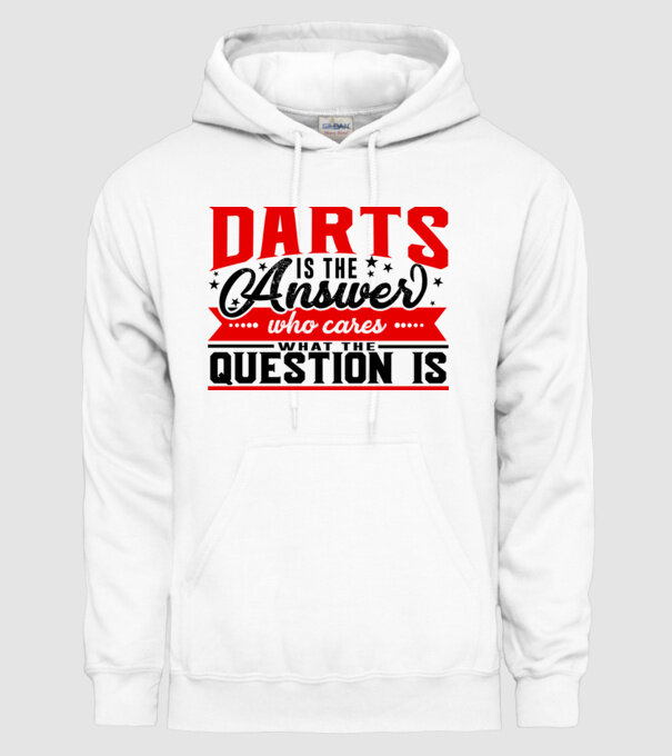 Sport is the answer DARTS model alb pe tricou
