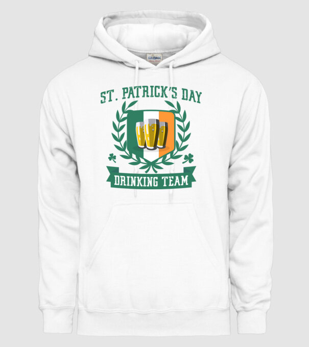 St Patrick Drinking team model alb pe tricou