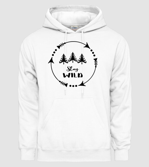 Stay wild arrows circle model alb pe tricou
