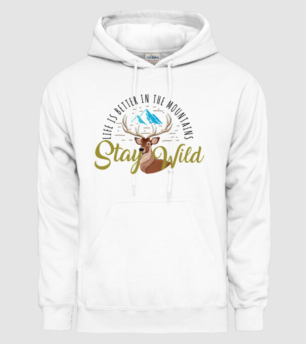 Stay wild Cerb model alb pe tricou