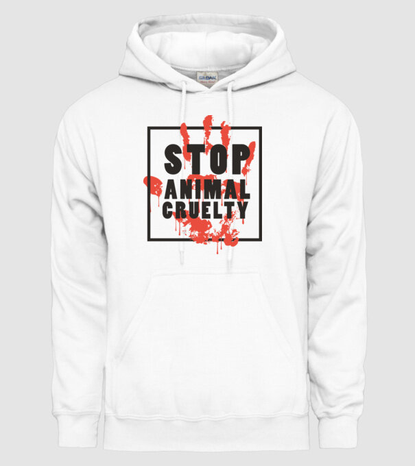 Stop animal cruelty model alb pe tricou