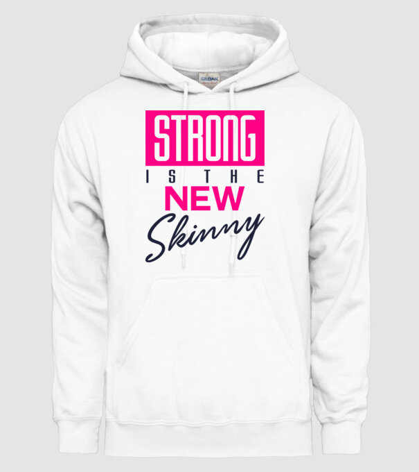 Strong is the new skinny model alb pe tricou